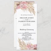 Pampas Grass Gedroogd Bloemen Roos Paarse Bruiloft Programmakaart (Voorkant / Achterkant)