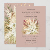 Pampas Grass Gedroogde Bloemen Boeket Mauve Huweli Kaart (Voorkant / Achterkant)