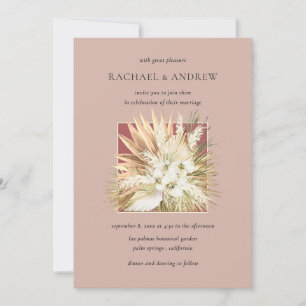 Pampas Grass Gedroogde Bloemen Boeket Mauve Huweli Kaart