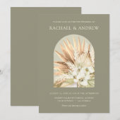 Pampas Grass Gedroogde Bloemen Moderne Moss Green Kaart (Voorkant / Achterkant)