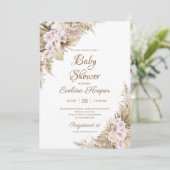 Pampas Grass Gedroogde Palm Blush Roos Orchidee Ba Kaart (Staand voorkant)