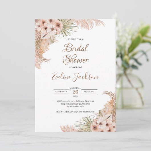 Pampas Grass Gedroogde Palm Dusty Roos Blush Orchi Kaart (Staand voorkant)