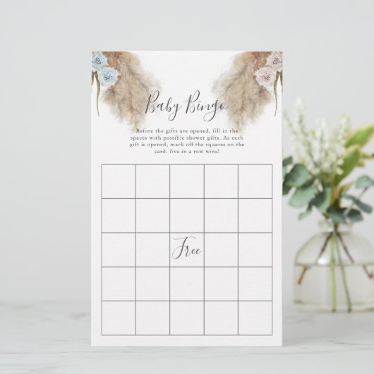 Pampas grass Gender Reeft Party Baby Bingo Game (Staand voorkant)