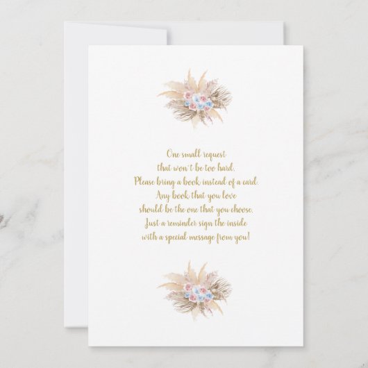 Pampas Grass Gender Reopenbaart Uitnodiging (Achterkant)