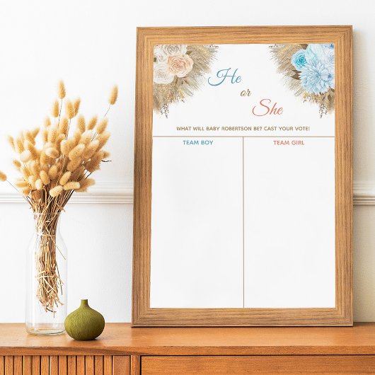 Pampas Grass Gender Reveal Cast Your Vote Game Poster