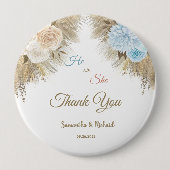 Pampas Grass Gender Reveal Party Bedankt Ronde Button 4,0 Cm (Voorkant)