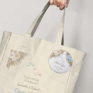 Pampas Grass Gender Reveal Party Bedankt Ronde Button 4,0 Cm