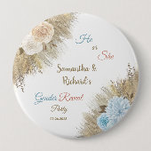 Pampas Grass Gender Reveal Party Hij of Zij Ronde Button 4,0 Cm (Voorkant)