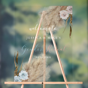 Pampas Grass Gender Reveal Party Sign Acryl Bord