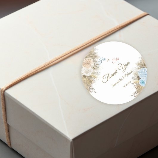 Pampas Grass Geslacht Onthullen Hij of Zij Dank u Ronde Sticker