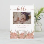 Pampas Grass Girl 4 Foto Collage Birth Aankondiging (Staand voorkant)