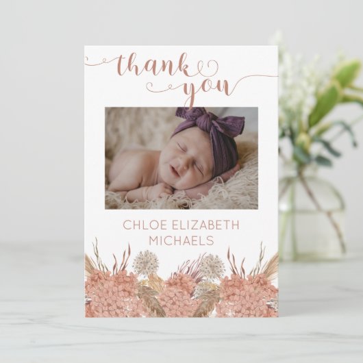 Pampas Grass Girl 4 Foto Collage Shower Hartelijk  Bedankkaart (Staand voorkant)