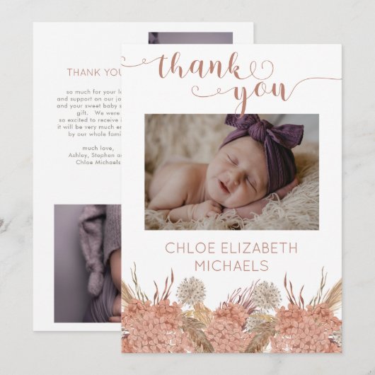 Pampas Grass Girl 4 Foto Collage Shower Hartelijk  Bedankkaart (Voorkant / Achterkant)