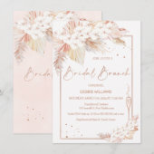 Pampas Grass Glas Bruids Brunch Douche Uitnodiging (Voorkant / Achterkant)