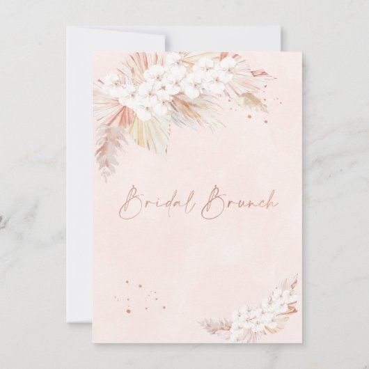 Pampas Grass Glas Bruids Brunch Douche Uitnodiging (Achterkant)