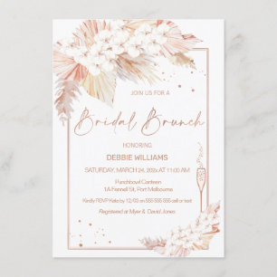 Pampas Grass Glass Bridal Brunch Shower Kaart