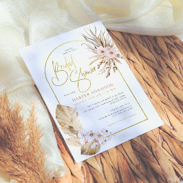 Pampas Grass & Gold Arch Boho Floral Vrijgezellenf Kaart
