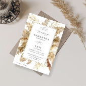 Pampas Grass & Gold Boho Bruiloft V2 Kaart