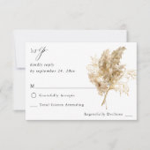 Pampas Grass & Gold Boho no Meal RSVP (Voorkant)