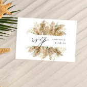 Pampas Grass & Gold Boho w Meal RSVP Kaartje