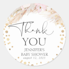 Pampas Grass Gold Confetti Hartelijk dank Ronde Sticker
