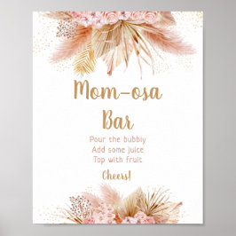 Pampas Grass Gold Floral Baby shower Mimosa Bar Poster