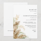 Pampas Grass & Gold Wedding 2 Kaart (Voorkant / Achterkant)