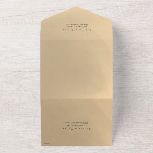 Pampas Grass Gold Wedding All In One Uitnodiging (Buitenkant)