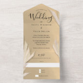 Pampas Grass Gold Wedding All In One Uitnodiging (Binnen)