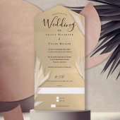 Pampas Grass Gold Wedding All In One Uitnodiging