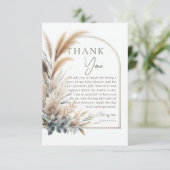Pampas Grass Groen Boho Neutral Baby shower Bedankkaart (Staand voorkant)