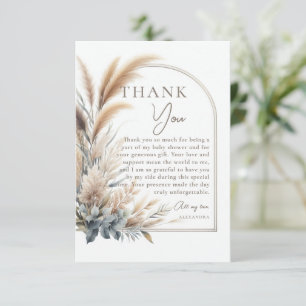 Pampas Grass Groen Boho Neutral Baby shower Bedankkaart
