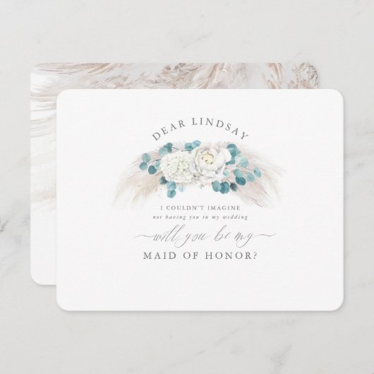 Pampas Grass Groen Bruidsmeisje Voorstel Kaart (Voorkant / Achterkant)