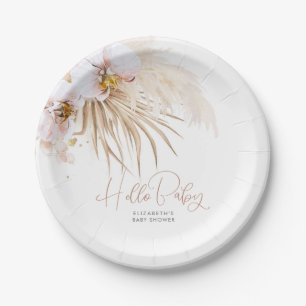 Pampas Grass Hallo Baby Baby shower Boho Papieren Bordje