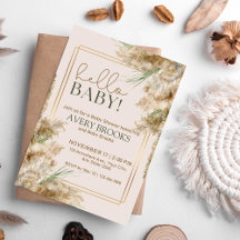 Pampas Grass Herfst Eenvoudige Baby shower Uitnodi