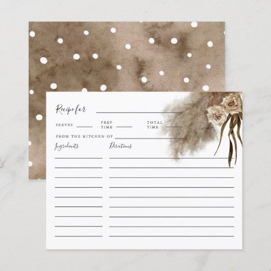 Pampas Grass Herfst Vrijgezellenfeest Recipe Kaart (Voorkant / Achterkant)