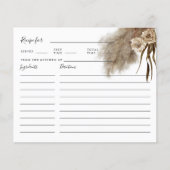 Pampas Grass Herfst Vrijgezellenfeest Recipe Kaart (Voorkant)