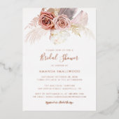 Pampas Grass Herfst Vrijgezellenfeest Roos Gold Folie Uitnodiging (Voorkant)