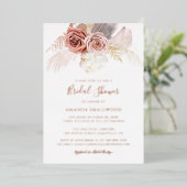 Pampas Grass Herfst Vrijgezellenfeest Roos Gold Folie Uitnodiging (Staand Voorkant)