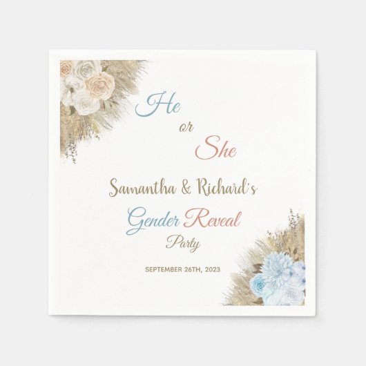 Pampas Grass Hij of Zij Gender onthullen Baby show Servet (Voorkant)