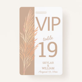 Pampas Grass Huwelijksplezier VIP Creatieve Plaats Badge