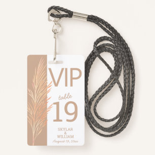 Pampas Grass Huwelijksplezier VIP Creatieve Plaats Badge
