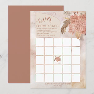 Pampas Grass   Hydrangeas Baby shower Bingo Kaart