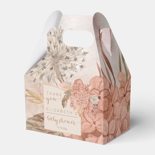 Pampas Grass | Hydrangeas Baby shower Hartelijk da Bedankdoosjes (Achterkant)