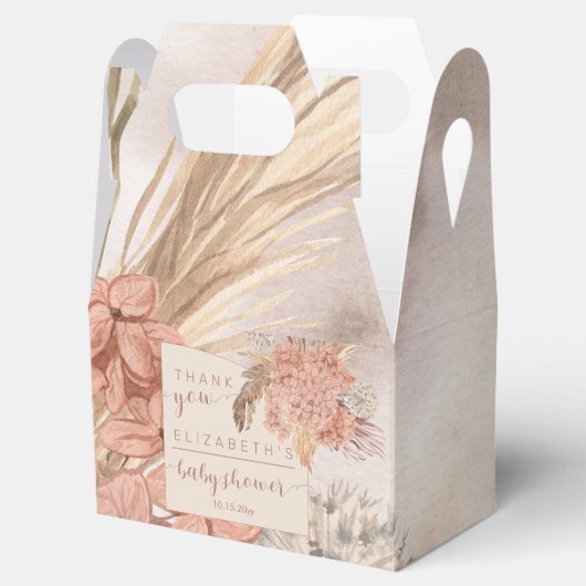 Pampas Grass | Hydrangeas Baby shower Hartelijk da Bedankdoosjes (Geopend)