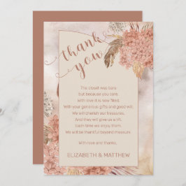 Pampas Grass | Hydrangeas Baby shower Hartelijk da Bedankkaart