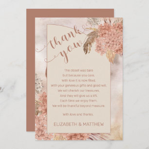 Pampas Grass   Hydrangeas Baby shower Hartelijk da Bedankkaart