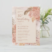 Pampas Grass Hydrangeas Blooms 30e verjaardag Kaart (Staand voorkant)