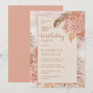Pampas Grass Hydrangeas Blooms 30e verjaardag Kaart