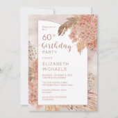 Pampas Grass Hydrangeas Blooms 60e verjaardag Kaart (Voorkant)